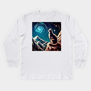 Cat in space Kids Long Sleeve T-Shirt